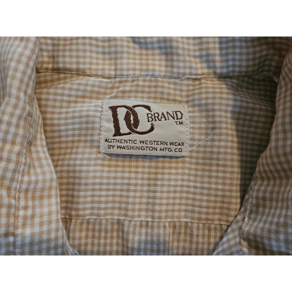 DC Brand Authentic Western Wear Mens Pearl Snap Short‎ Sleeve Beige Check